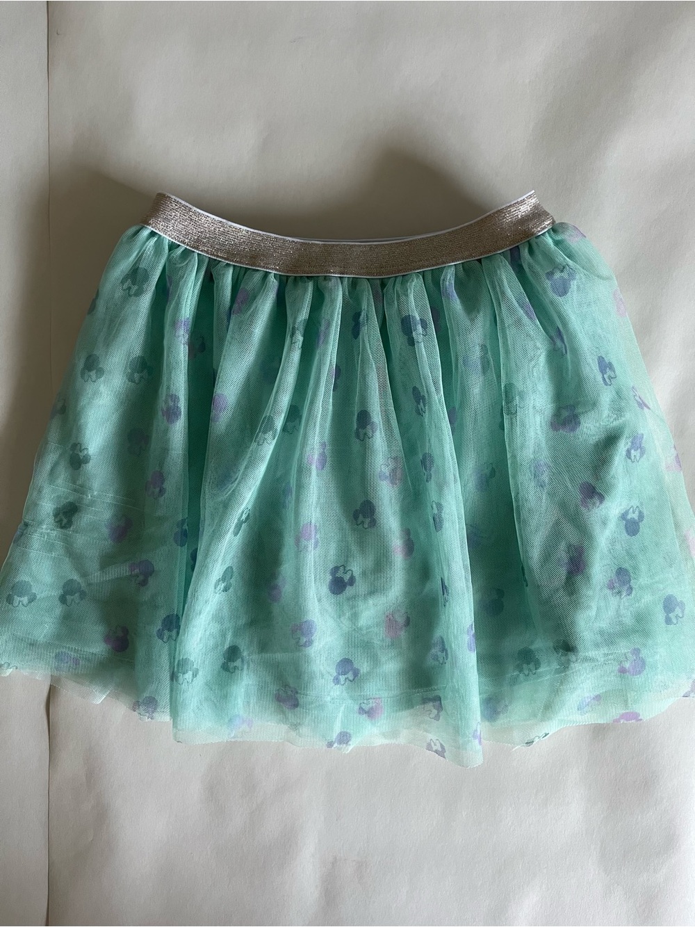 Minnie Mouse Mint Floral Tulle Skort with Metallic Waistband